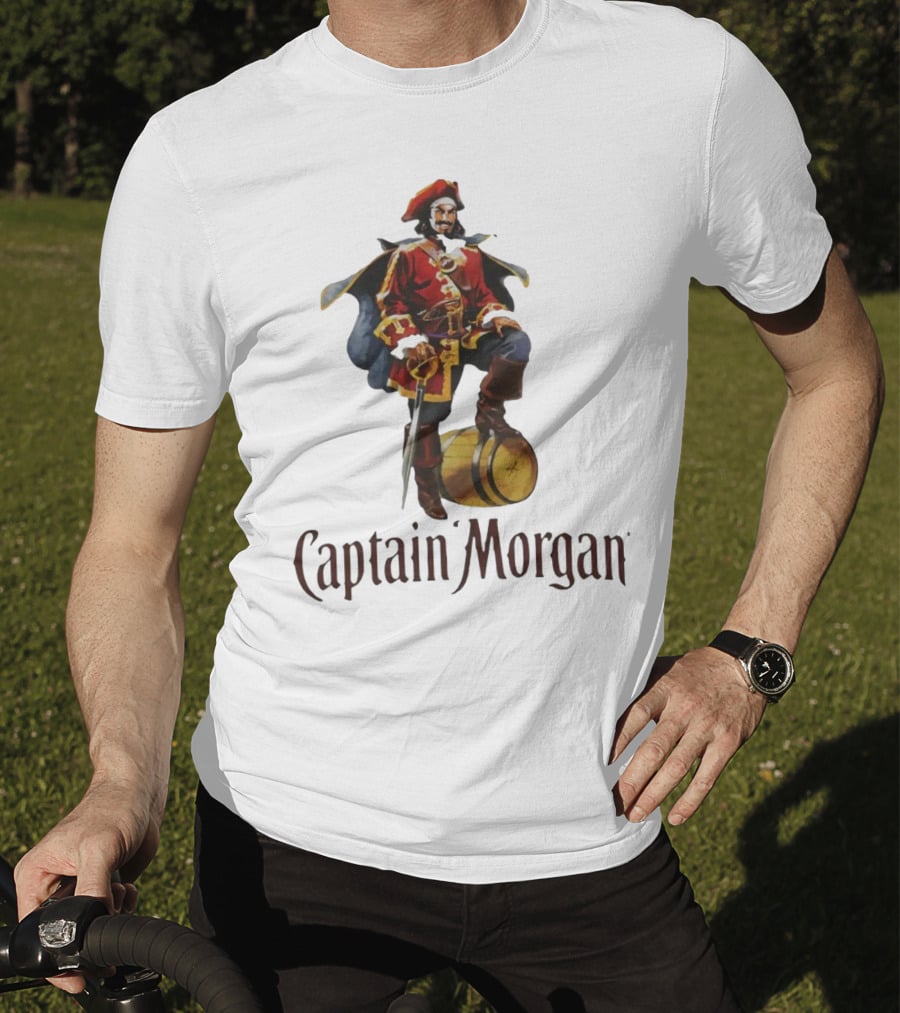 Captain Morgan Rum Pirate Standing On Barrel T-Shirt