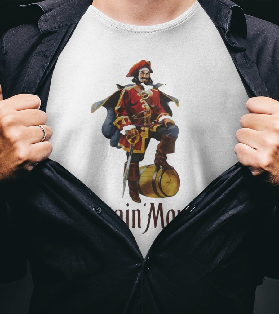Captain Morgan Rum Pirate Standing On Barrel T-Shirt