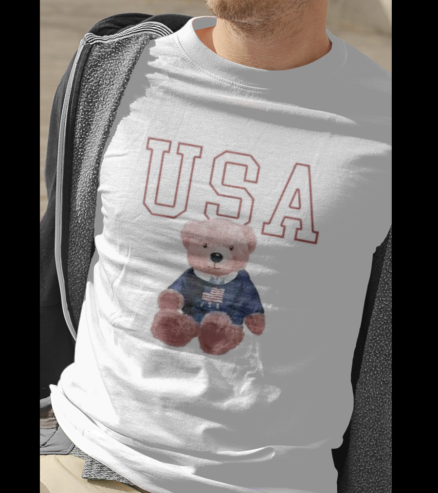 USA Patriotic Bear Plush With American Flag T-Shirt