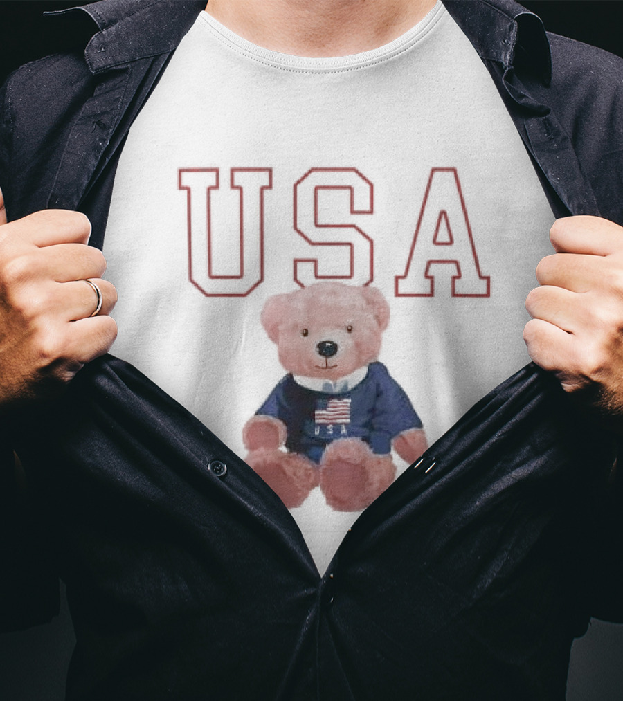 USA Patriotic Bear Plush With American Flag T-Shirt