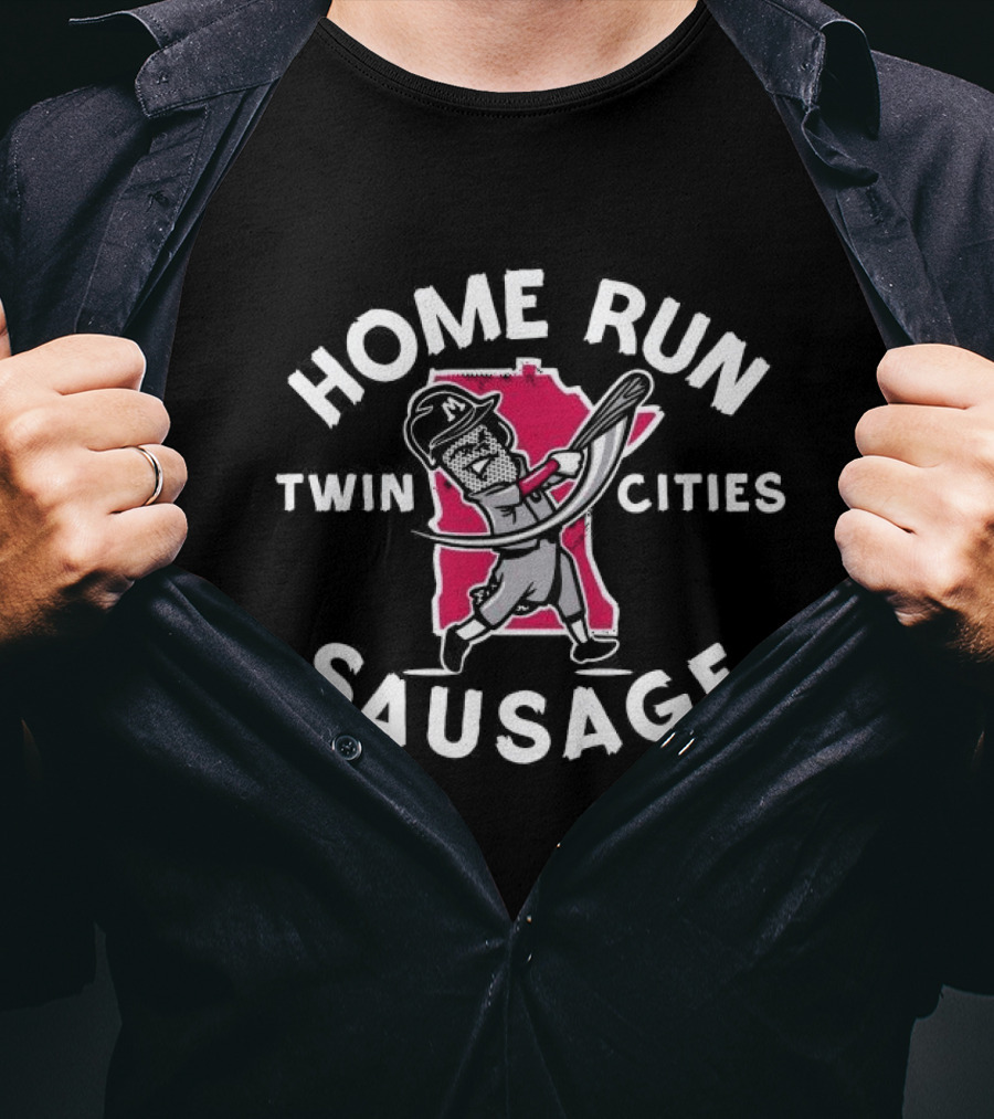 Minnesota Twin Cities Home Run Sausage Baseball T-Shirt