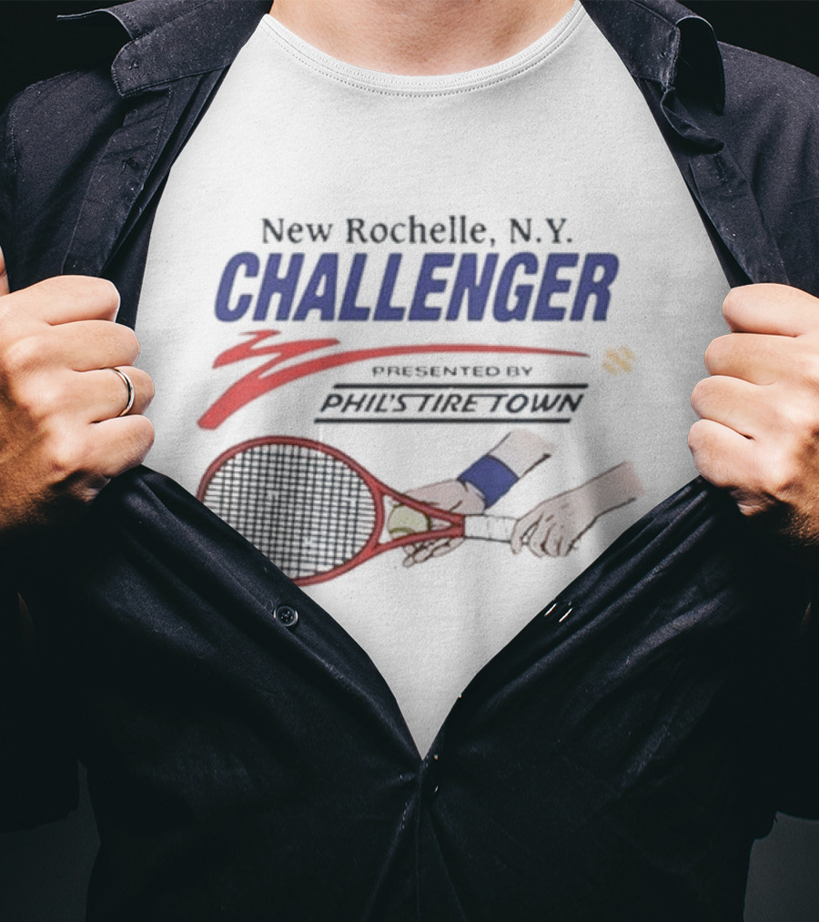 New Rochelle N.Y. Challenger Tennis Tournament Racket And Ball T-Shirt