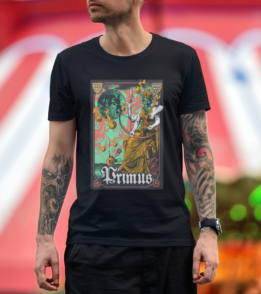 Primus May 6 2024 Wilkes-Barre PA Psychedelic Concert T-Shirt