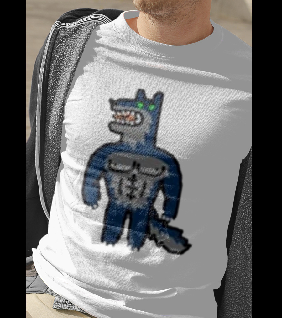 Timberwolves Buff Wolf Strong Muscular Cartoon Character T-Shirt