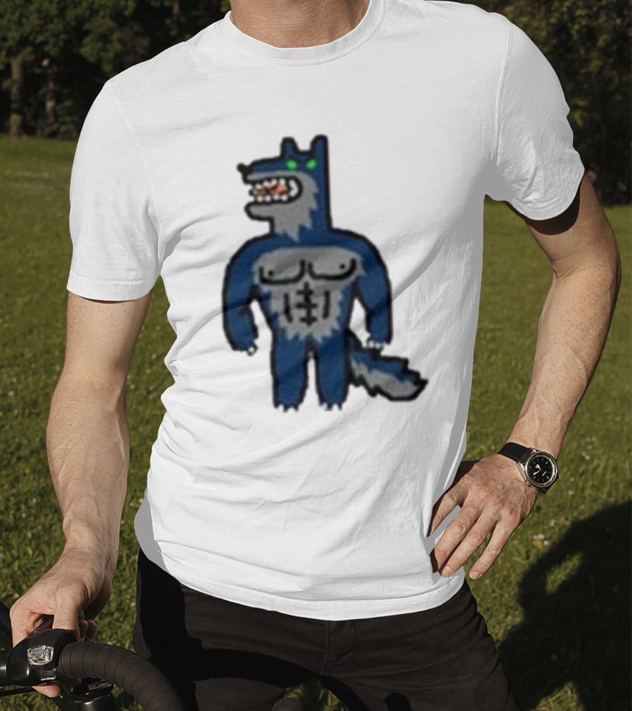 Timberwolves Buff Wolf Strong Muscular Cartoon Character T-Shirt