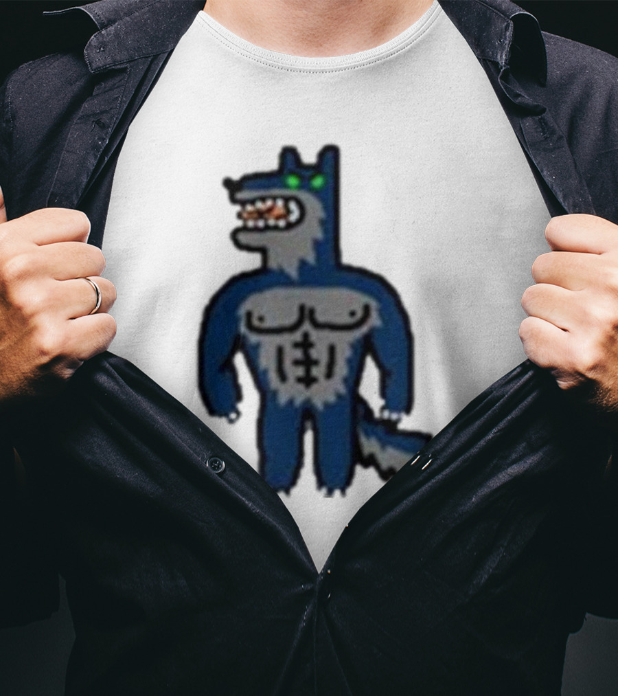 Timberwolves Buff Wolf Strong Muscular Cartoon Character T-Shirt
