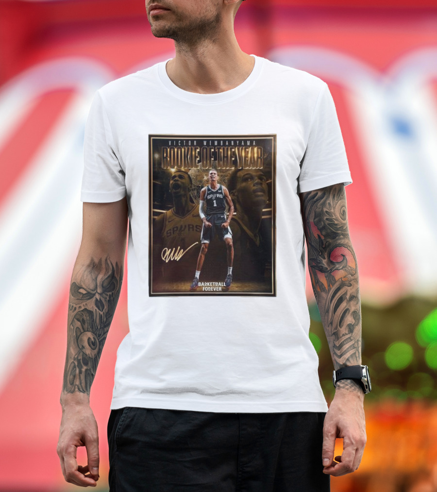 Victor Wembanyama Spurs Rookie of the Year Basketball Forever Signature T-Shirt