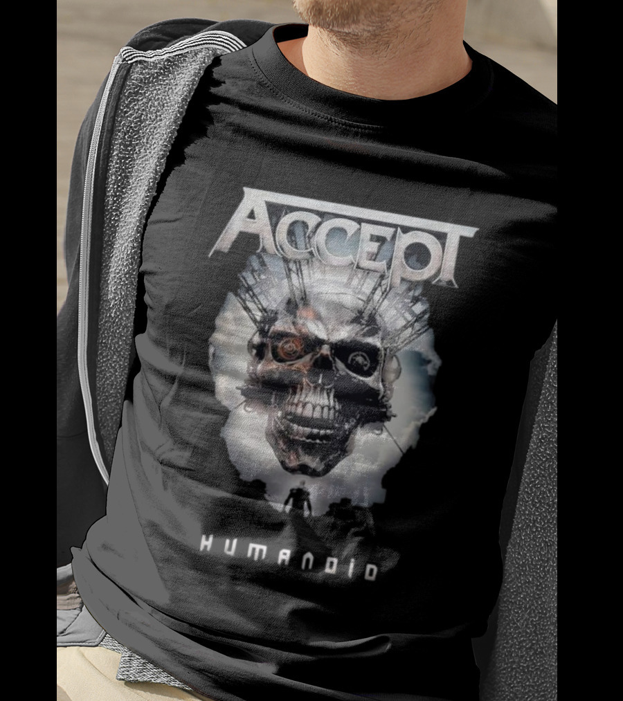 Accept Humanoid Skull Cybernetic T-Shirt