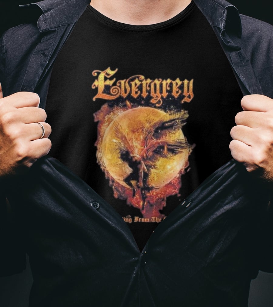 Evergrey Falling From The Sun Celestial Figure And Fiery Orb T-Shirt