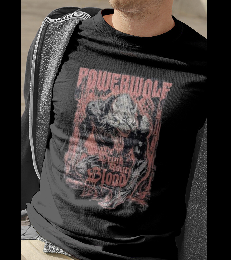 Powerwolf We Drink Your Blood Gothic Werewolf T-Shirt