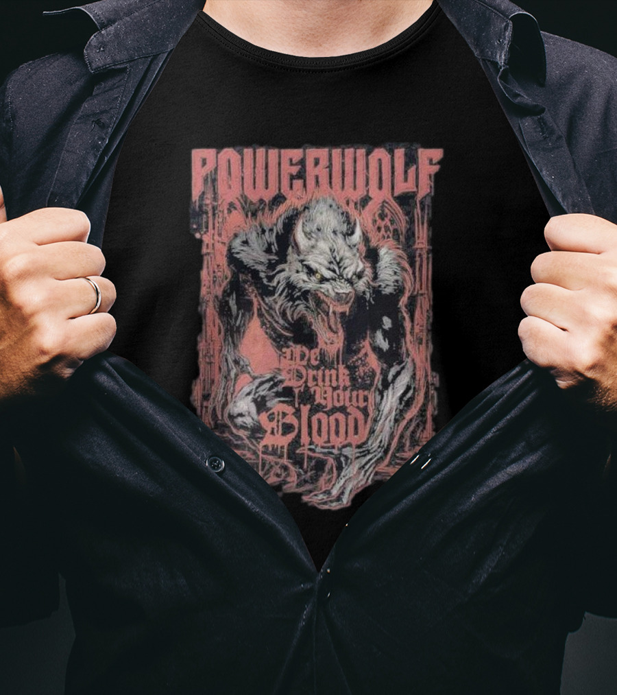 Powerwolf We Drink Your Blood Gothic Werewolf T-Shirt