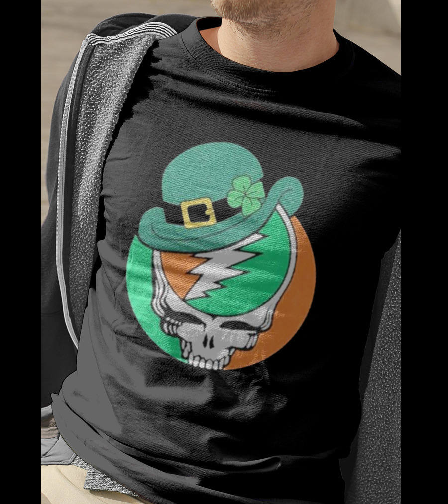 Happy St. Patrick’s Dead And Company Limited Skull In Shamrock Hat With Lightning Bolt T-Shirt