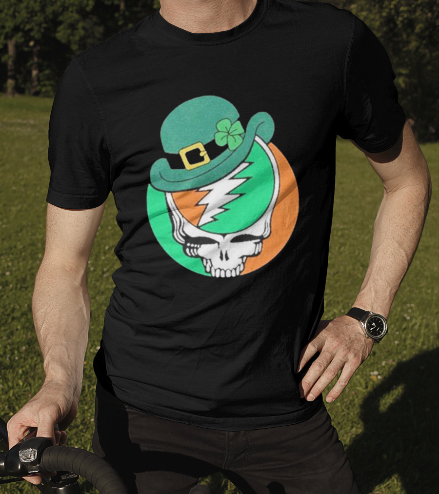 Happy St. Patrick’s Dead And Company Limited Skull In Shamrock Hat With Lightning Bolt T-Shirt