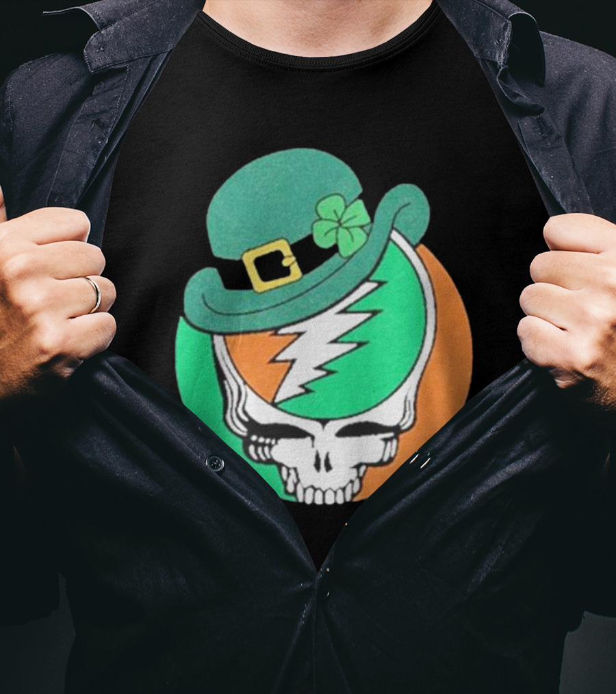 Happy St. Patrick’s Dead And Company Limited Skull In Shamrock Hat With Lightning Bolt T-Shirt