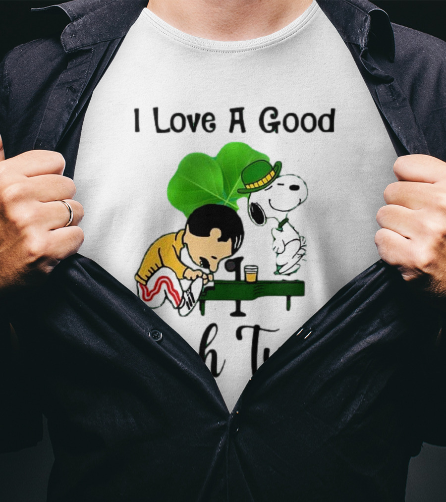 I Love A Good Irish Tune St Patrick Day Snoopy Piano Shamrock T-Shirt