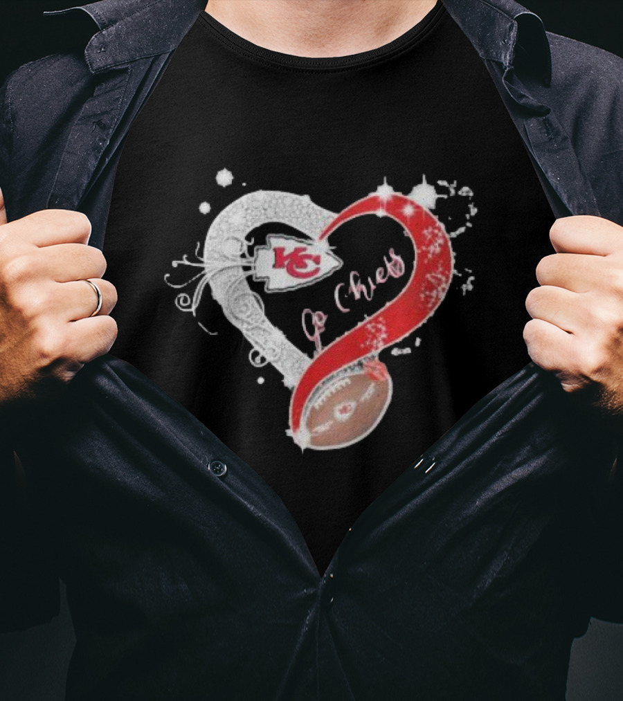 Kansas City Chiefs Heart Football Go Chiefs T-Shirt