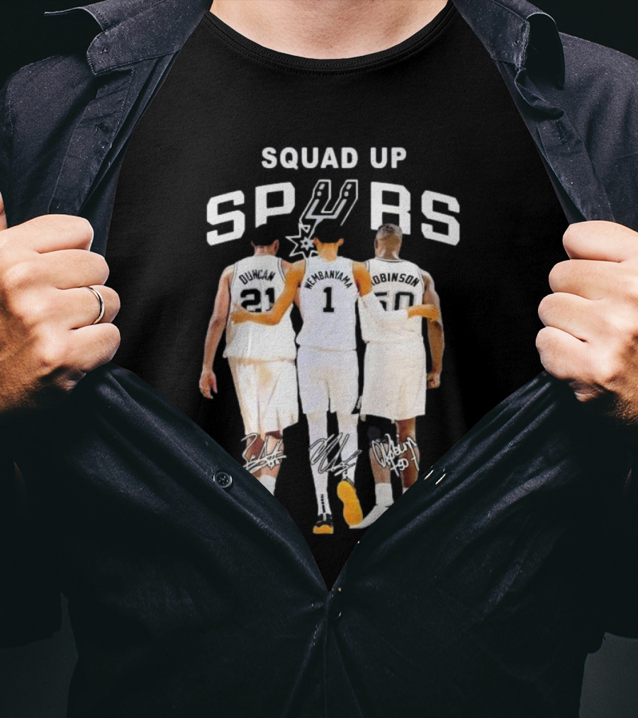 Squad Up San Antonio Spurs Duncan Wembanyama Robinson Signatures T-Shirt