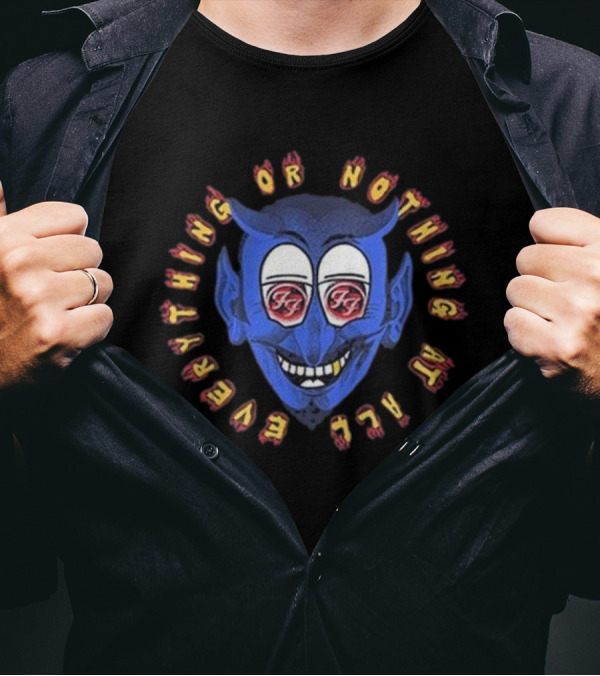 Foo Fighters 2024 Devil Everything Or Nothing At All Tour Colorful Blue Character Iconic Band T-Shirt