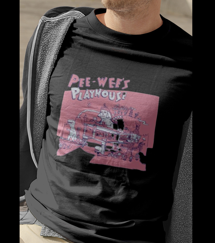 Pee-Wee's Playhouse Retro Rad Dinosaur Sphinx And Castle Scene T-Shirt