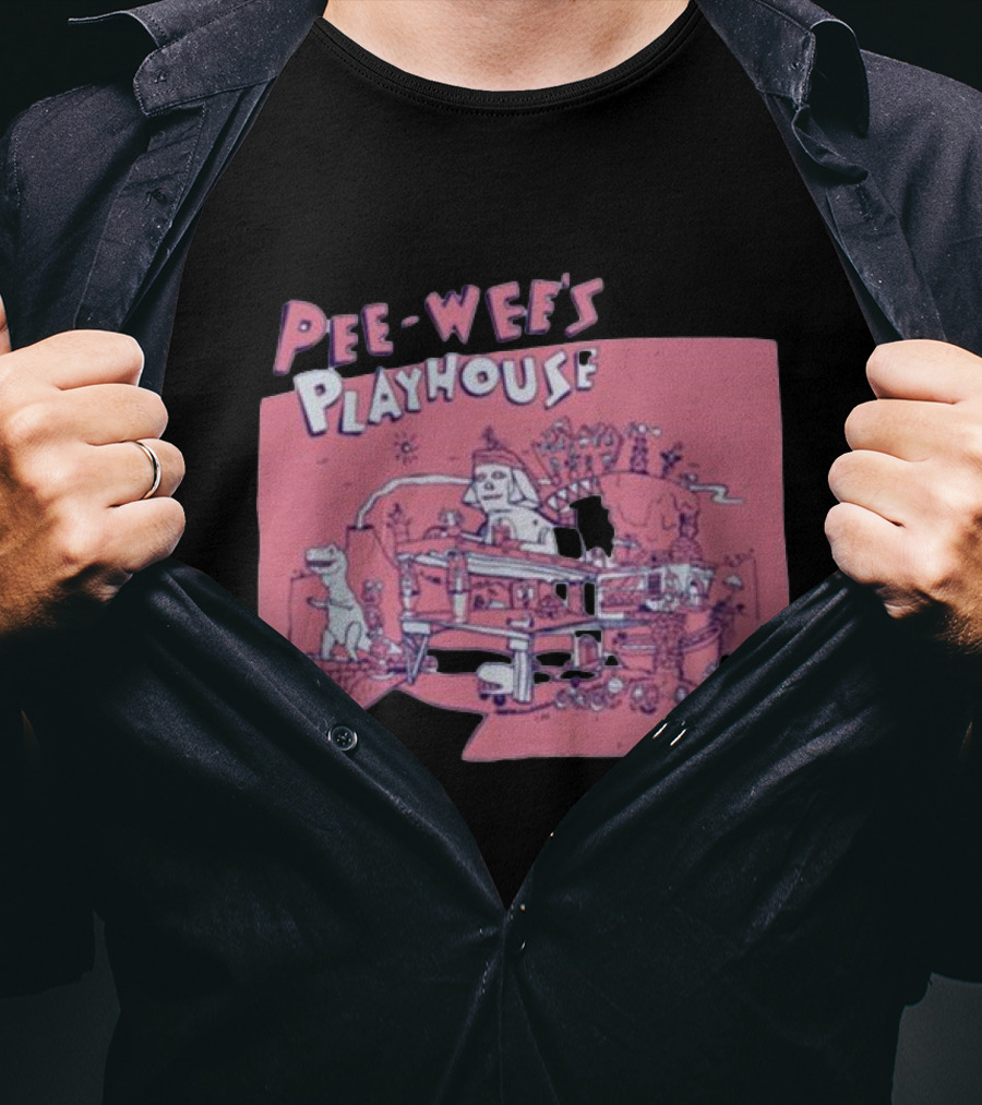 Pee-Wee's Playhouse Retro Rad Dinosaur Sphinx And Castle Scene T-Shirt