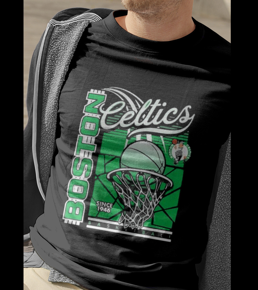 Boston Celtics Basketball Since 1946 Tri-Blend Sportiqe Comfy T-Shirt