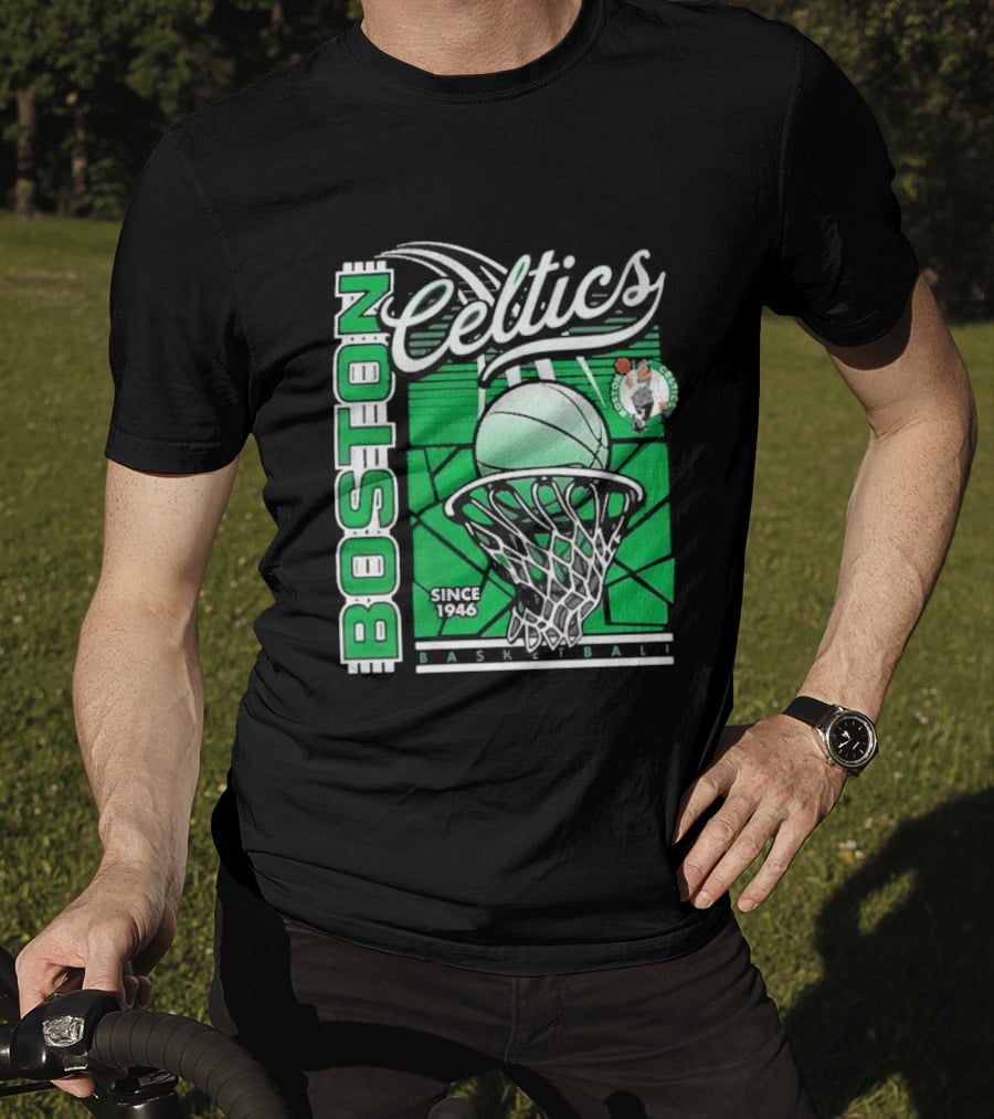 Boston Celtics Basketball Since 1946 Tri-Blend Sportiqe Comfy T-Shirt