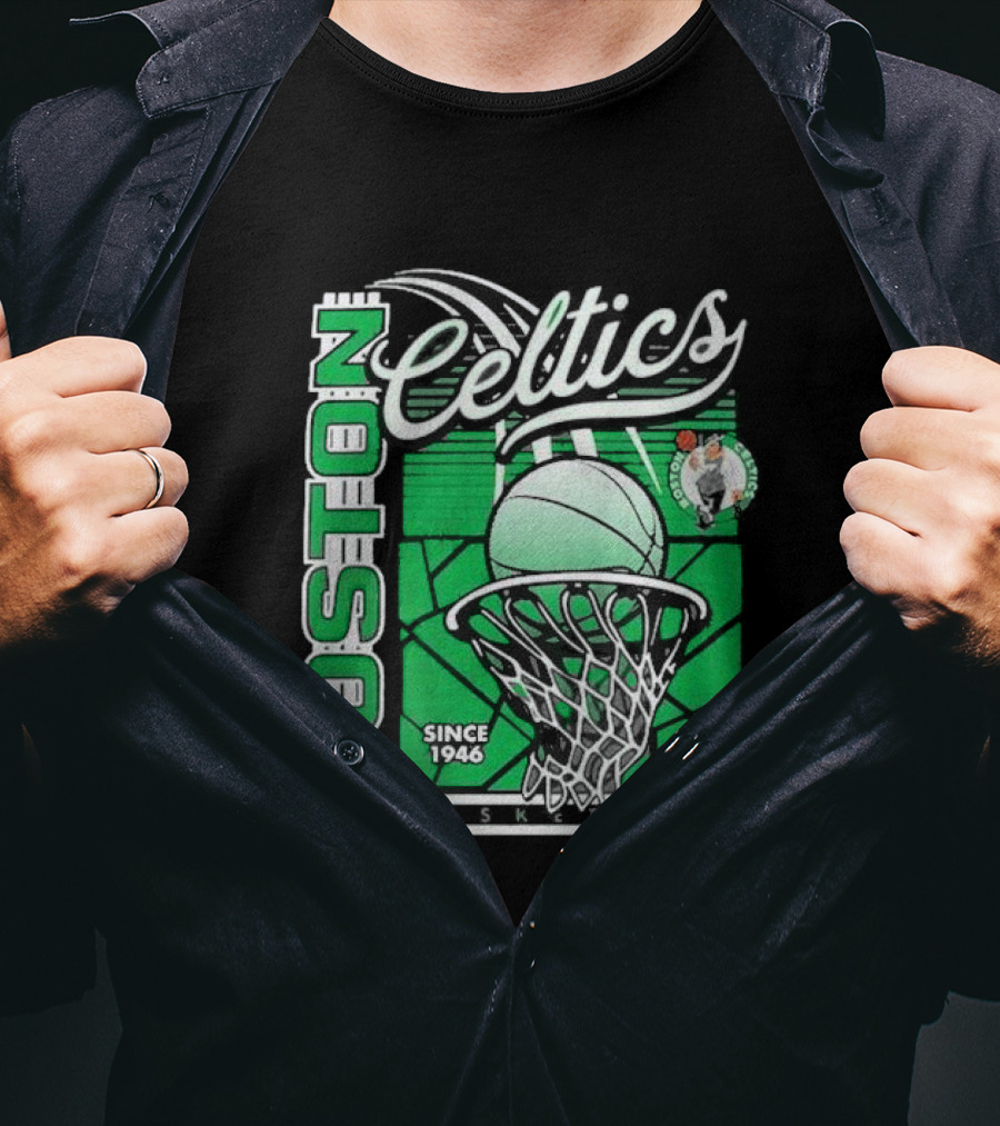 Boston Celtics Basketball Since 1946 Tri-Blend Sportiqe Comfy T-Shirt