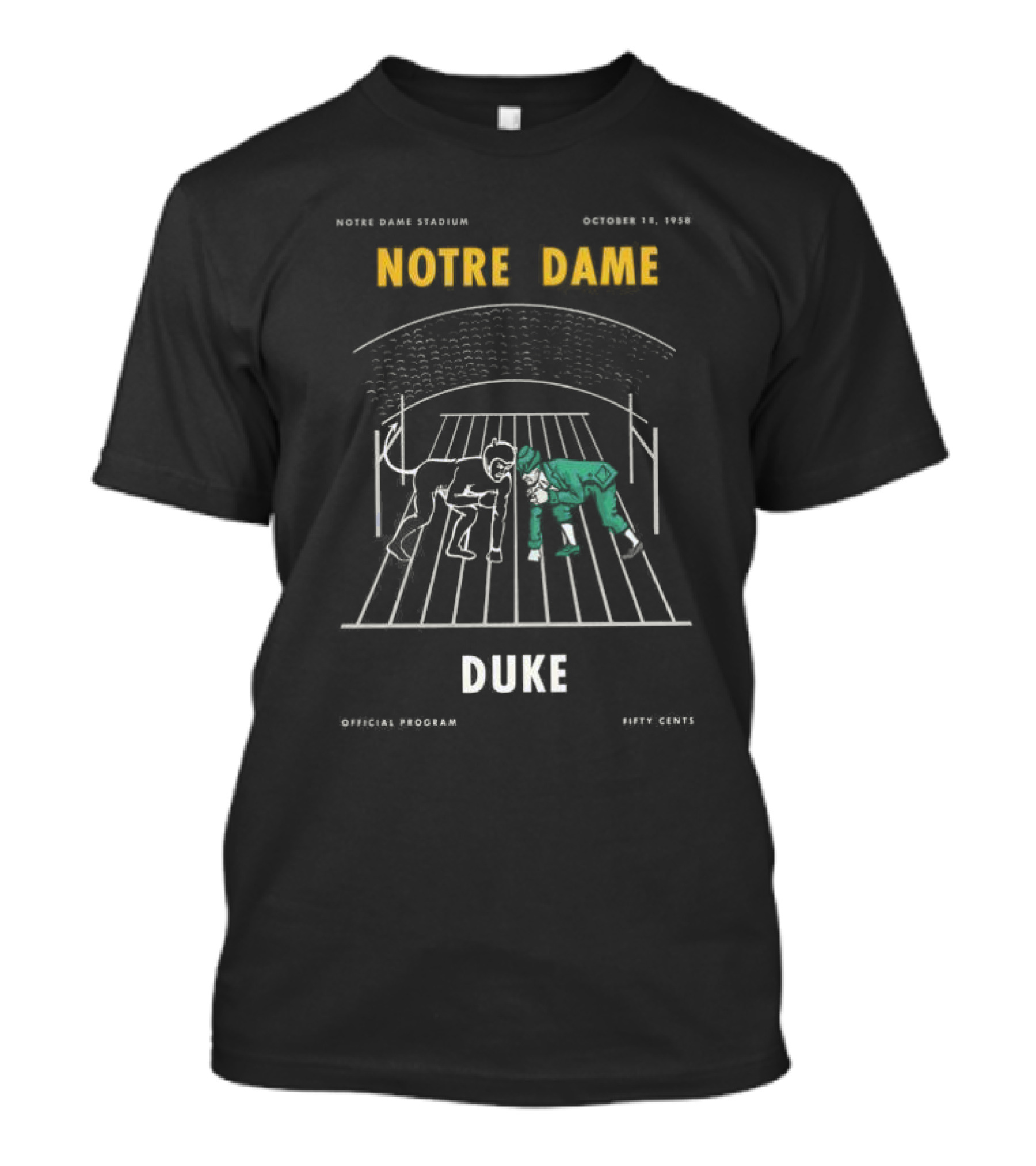 Notre Dame Stadium October 18 1958 Notre Dame Duke Official Program Fifty Cents T-Shirt