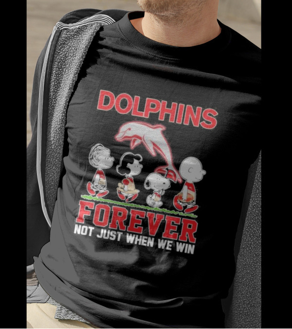 Dolphins Forever Not Just When We Win Charlie Brown Snoopy Peanuts NRL T-Shirt