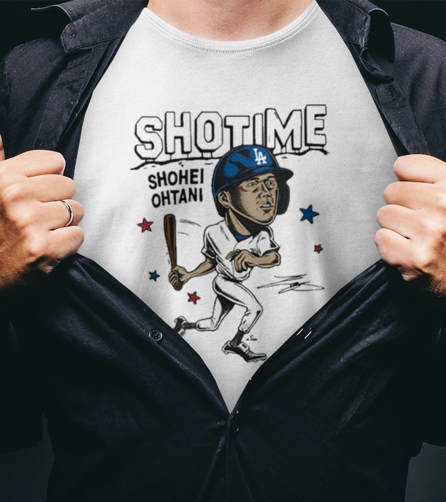 Shottime Shohei Ohtani LA Baseball Cartoon Stars T-Shirt