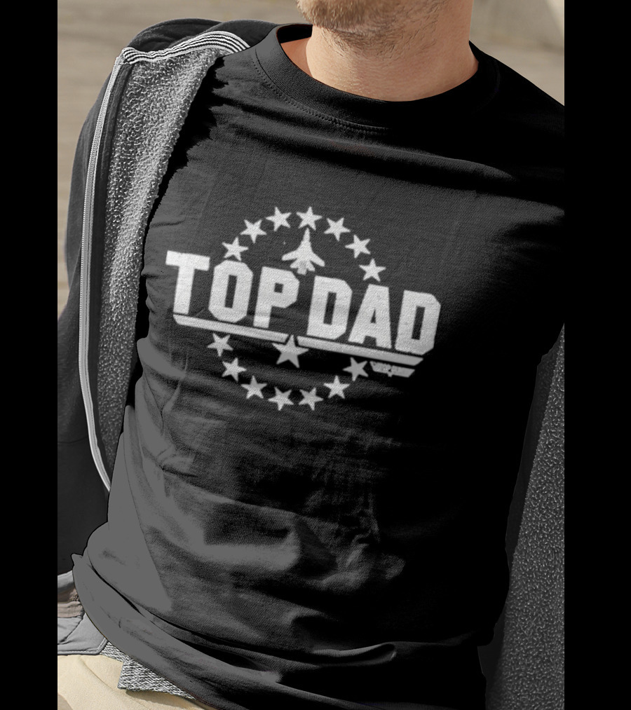 Top Dad Fighter Jet Star Circle Graphic Retro Aviation T-Shirt