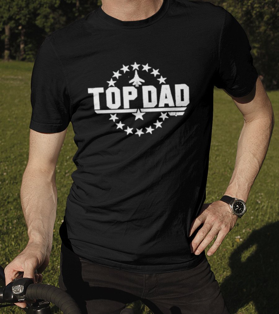 Top Dad Fighter Jet Star Circle Graphic Retro Aviation T-Shirt