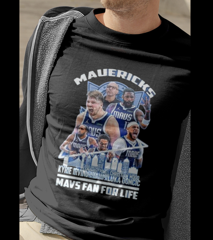 Mavericks Mavs Fan For Life Luka Doncic Kyrie Irving Dwight Powell Christian Wood Josh Green Jaden Hardy Skyline T-Shirt