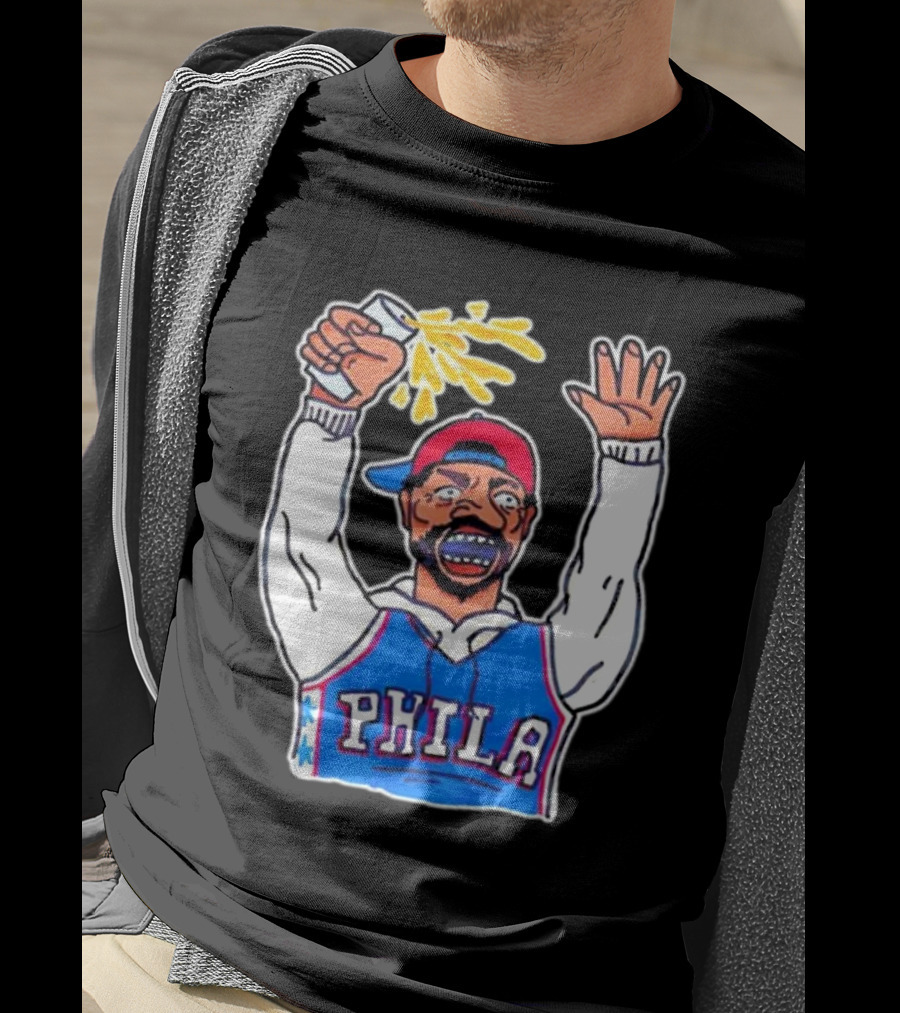 PHILA Basketball Fan With Drink And Raised Hand T-Shirt