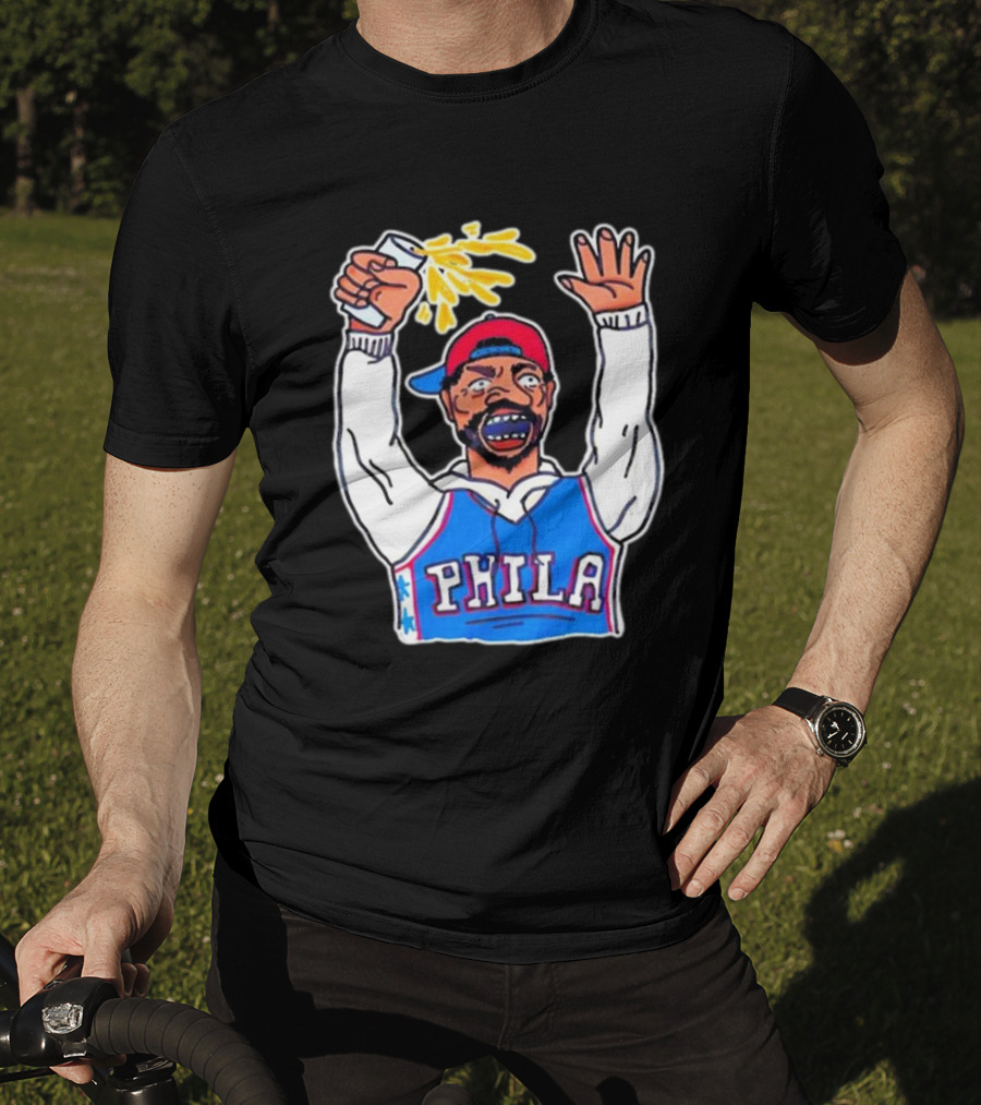 PHILA Basketball Fan With Drink And Raised Hand T-Shirt