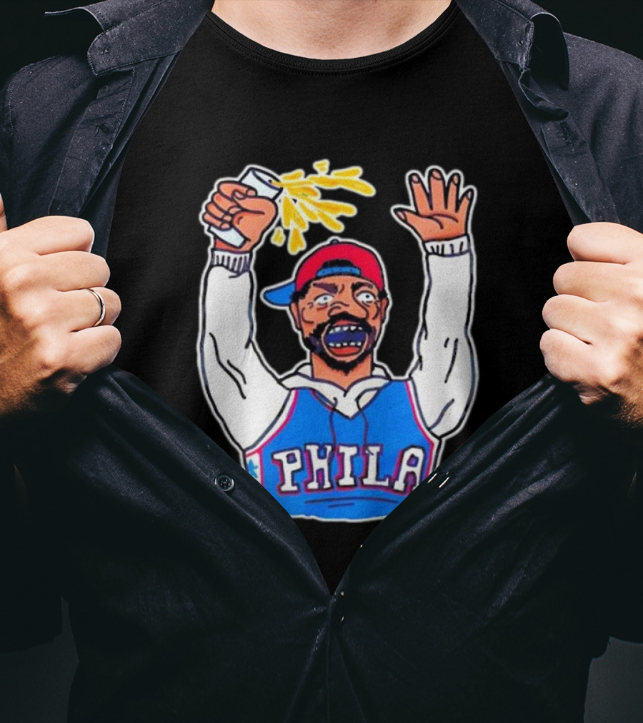 PHILA Basketball Fan With Drink And Raised Hand T-Shirt