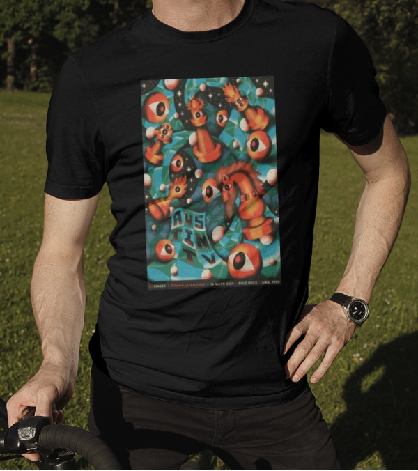 Austin TV Kinder Regresa Latam Tour Yield Rock Lima Peru May 16 2024 Chess And Eyeball T-Shirt