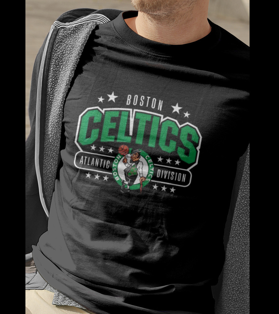 Boston Celtics Atlantic Division Logo With Stars T-Shirt