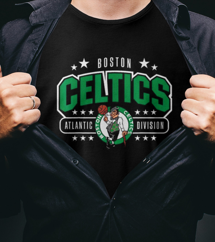 Boston Celtics Atlantic Division Logo With Stars T-Shirt