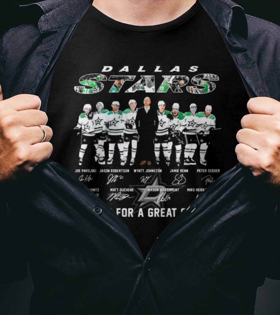 Dallas Stars Thanks For A Great Season Joe Pavelski Jason Robertson Wyatt Johnston Jamie Benn Signatures T-Shirt