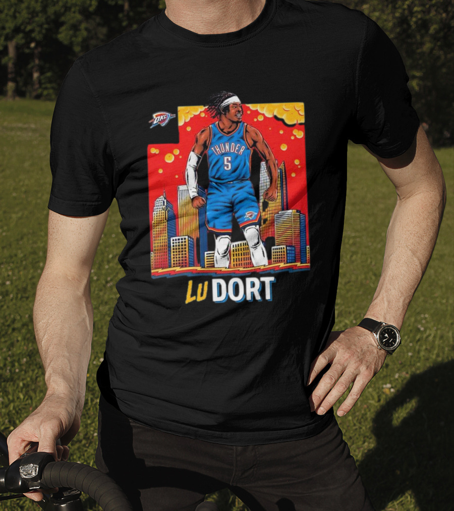 Oklahoma City Thunder Lu Dort OKC Skyline Basketball T-Shirt