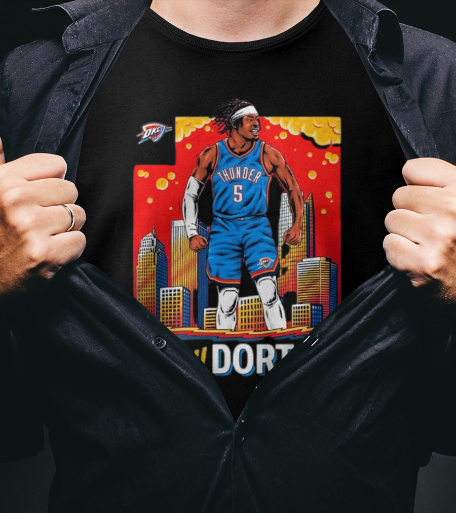 Oklahoma City Thunder Lu Dort OKC Skyline Basketball T-Shirt