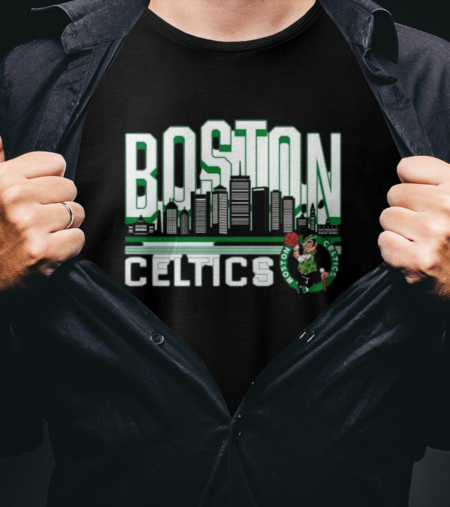Boston Celtics NBA Basketball Skyline T-Shirt