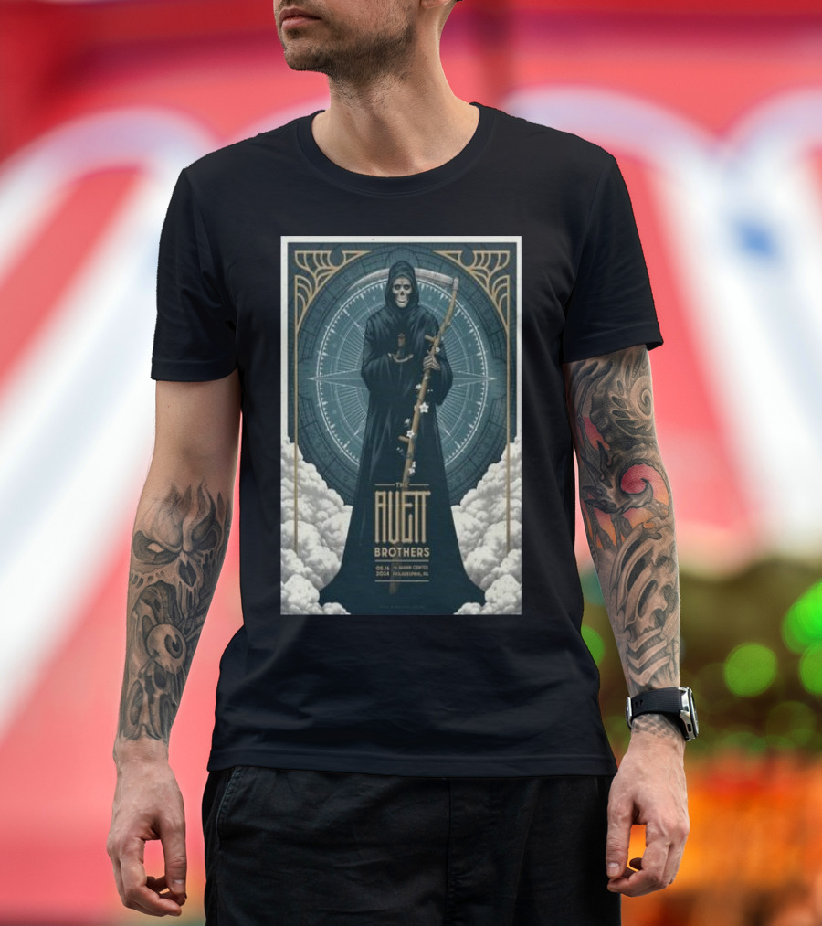 The Avett Brothers Tour Philadelphia PA May 16th 2024 Grim Reaper Illustration Fillmore Venue T-Shirt