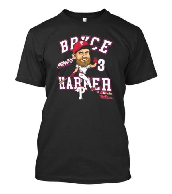 Bryce Harper Mondo Caricature Philadelphia Phillies Number 3 T-Shirt