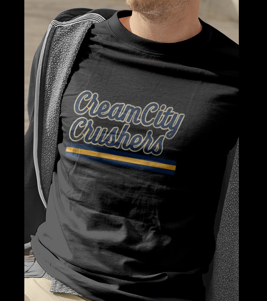 Cream City Crushers Blue Gold Stripes T-Shirt