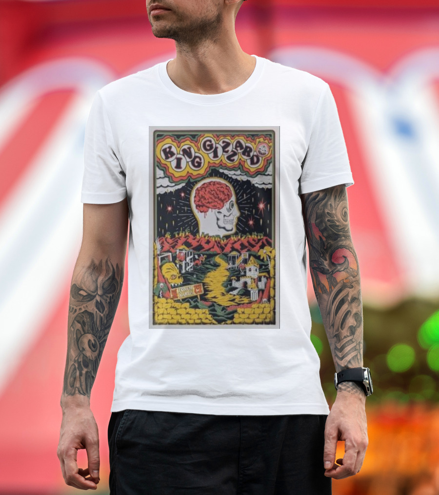 King Gizzard and The Lizard Wizard Forum Karlin Prague May 18 2024 Psychedelic Skull T-Shirt