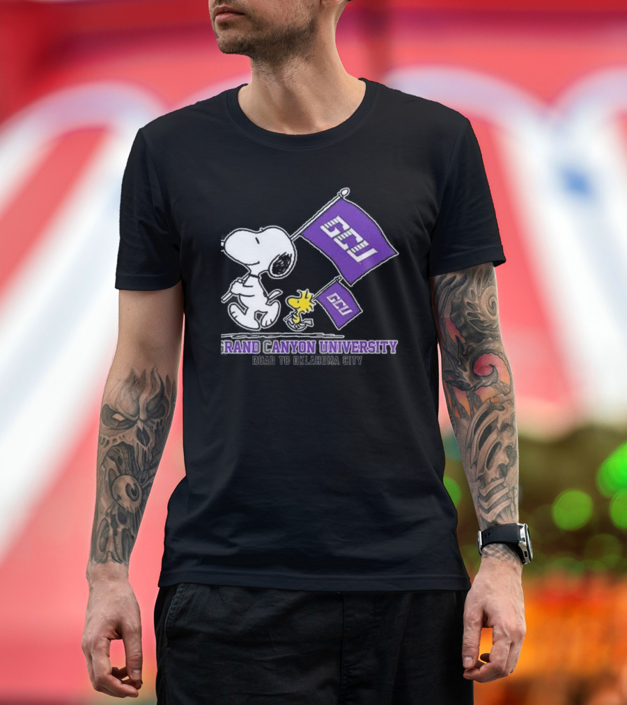 Snoopy GCU Road To Oklahoma City Grand Canyon University Peanuts Woodstock T-Shirt