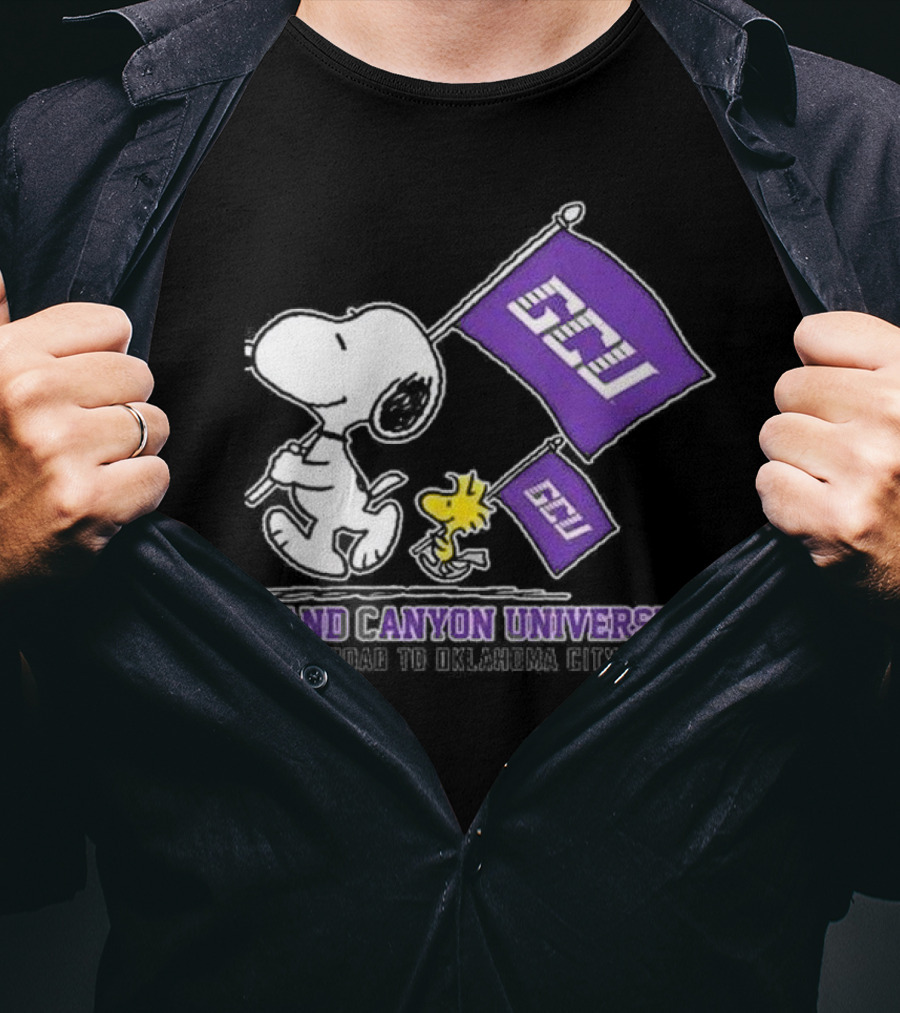 Snoopy GCU Road To Oklahoma City Grand Canyon University Peanuts Woodstock T-Shirt