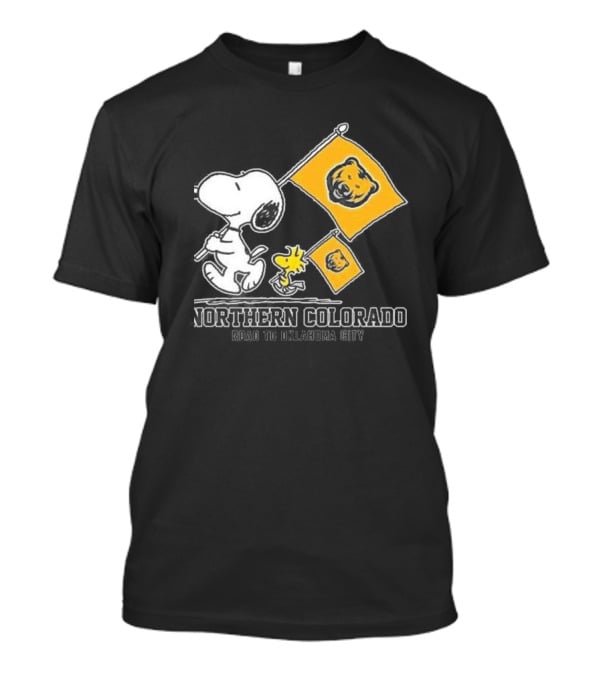 Snoopy Northern Colorado Bears Road To Oklahoma City Flags T-Shirt